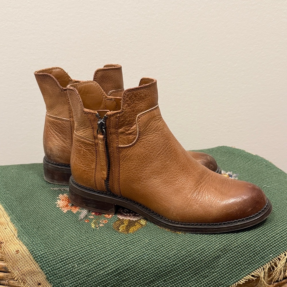 Franco Sarto Brown Leather Ankle Boots